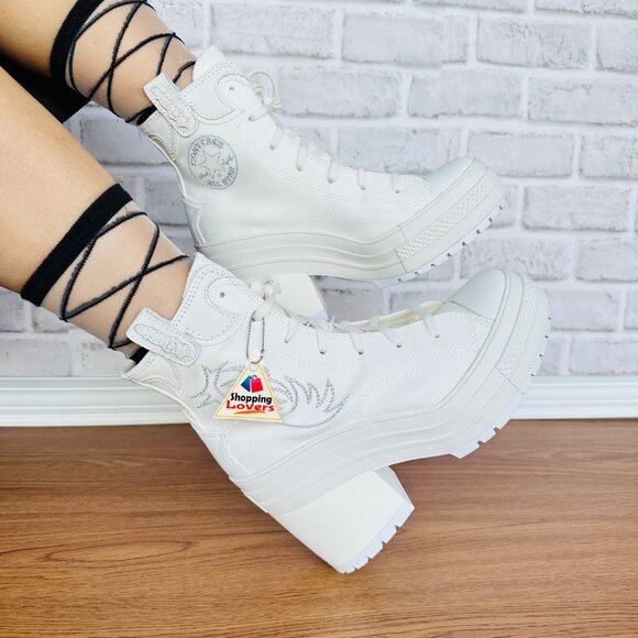 ⭐Converse Chuck 70 De Luxe Heel Western Hi Platform 5.5 Men Boots White A10335C - Picture 2 of 12
